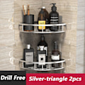 Miniatyrbillede 1 af 6: Hjørne brusebad caddies badeværelse arrangør hylde SILVER TRIANGEL sølv silver triangle 2pcs