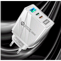 Miniatyrbild 1 av 5: 58W USB C väggladdare 3-portars GaN PD snabbladdning dubbel USB-C vit vit white