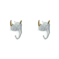 Pikkukuva 2 / 5: 1/2/3/5 Vahva ja kestävä eläinpään avaimenkoukku yksinkertaiselle valkokullalle (sarvikuono) White gold (rhino) 2 Set