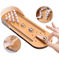 Miniatyrbilde 3 av 5: Desktop Mini Bowling Spillsett - Tre Spillbrett Morsomt Familiebrettspill$ Mini Bowling Spill, Bordsspill Bord Bowling Lekevarer i Tre, Klassisk Barn