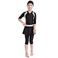 Miniatyrbillede 1 af 6: Perfekt pige børns muslimsk badedragt islamisk badedragt mild hud Burkini badedragt strandtøj - Perfet sort Black 5-6 Years