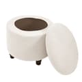 2 ST Round Ottoman Överdrag Förvaringsottoman Överdrag VIT[qb] White