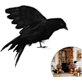 Miniatyrbilde 3 av 5: 1 stk kunstig kråke Halloween simulert kråke simulert ravn realistisk Halloween festdekorasjon hagehagepynt (30 cm, med W