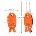 Miniatyrbillede 5 af 5: Fiskformet golf divot reparationsværktøj sammenklappelig pop-up knap magnetisk boldmarkør pitch mark letvægts bærbar mini Orange
