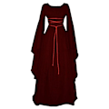 Pikkukuva 1 / 2: Naisten Victorian Renessanssin Keskiajan Pitkä Mekko Halloween Goottilainen Noitaasu Asu Viininpunainen Wine Red M