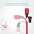 Pikkukuva 4 / 5: Monipakkaus 2 kpl 3A 3-in-1-pikalatauskaapeli 1,25 m nailonista valmistettu moni-USB-kaapeli iP Micro USB Type C -portilla