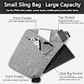 Miniatyrbillede 4 af 5: Sling Bag, Letvægts Crossbody Skuldertaske Brysttasker Daypack, En Rem Anti-Tyveri Sling Bag Til Kvinder Mænd DB Grå grey left shoulder
