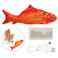 Miniatyrbild 1 av 9: Fladdrande Fisk Rörlig Fisk Plyschleksak med Ljus och Ljud Realistisk Fladdrande Fisk Vagglande Fiskleksaker Rörelse Katt Leksak Black Spot Red Carp
