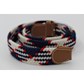 Miniatyrbillede 2 af 4: 41 * 1,3 tommer Unisex Elastisk Stof Flettet Stretch Bælte Casual Mænd Kvinder Talje Bælte med PU Læder Spænde Blå Hvid Rød blue white red