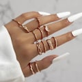 Miniatyrbilde 5 av 5: 12 stk./sett Vintage Gulltone Boho Midi Fingerleddsringer Mote Kvinner Smykker