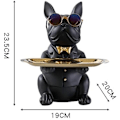 Miniatyrbillede 2 af 4: Cool Bulldog Skulptur, Fransk Statue med Rustfri Stål Bakke, Statue, Borddekoration, Mode, Boligtekstiler, Multifunktionel, Sort