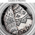 Miniatyrbillede 5 af 5: Bomuldsvævet rundt tæppe, boheme mandala frynsetæppe, skridsikkert tæppe til stue (60 cm, grå)