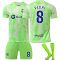 Miniatyrbillede 1 af 5: Fodboldtrøjesæt, Barcelona NO.8 Pedro fodboldtrøje til drenge og piger, åndbart hurtigtørrende fodboldkostume[qb] 16