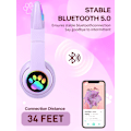 Pikkukuva 2 / 5: Flash Light Cute Cat Ears Langattomat Kuulokkeet Mikrofonilla Voi Ohjata LED Violetti