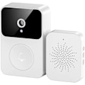 Miniatyrbilde 1 av 5: Smart videodørklokke WI-FI, lyd, persondeteksjon, ingen abonnementsavgift, 1080p HD-kamera, nattsyn, oppladbar sikkerhetsdørklokke (hvit)
