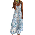 Miniatyrbillede 2 af 4: Kvindelig temperament retro V-print seler strandkjole bulge bump XL