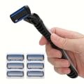 Miniatyrbilde 4 av 9: Manuell barbermaskin, 6-lags barberblad, barbermaskin i rustfritt stål, reserveblader 1 Toolholder