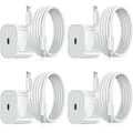 iPhone Lader - Hurtiglader - Adapter + Kabel 20W USB-C Hvit 4-Pack iPhone