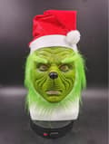 1 stk Grinch lateksmaske hodeplagg Halloween julemaske