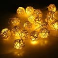 LED-ljusslinga med rottingbollar, 20 dekorativa LED-bollar 5 cm