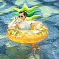 Inflatable Pool Float Adult Swim Ring Large Inflatable Pineapple Buoy for Pool Multifunctional Inflatable Hammock, with Cup Holder Summer Water T