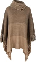 Women's Poncho Shawl, Oversized Winter Scarf, Knitted Poncho Pullover, Warm (Khaki)