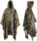 Vanntett Regnponcho - Med Hette - For Camping, Militær, Sykling & Reiser - Nødmaljer for Beskyttelse