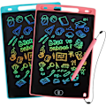 Miniatyrbillede 1 af 7: 2-pak LCD skrivetablet, viskelæder tegnetablet 8,5 tommer farverig skærm tegnebræt lærings gave til børn, pædagogisk legetøj, pink+blå