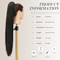 Miniatyrbilde 4 av 5: Lang Hestehale Extension, Rett Syntetisk Flettehår Extension black