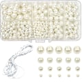 Miniatyrbilde 1 av 4: Vita Pärlor Glassperler pakke med 488 Runde Perler for Smykkelaging [db]