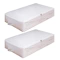 Under-bed Storage Boxes with Zipper 50*40*15cm Durable PVC Storage Organizer for Clothes, Bedding, 2-pack -Yx