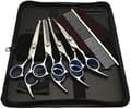 Dog Grooming Scissors, 5-piece Set with Titanium Coated Stainless Steel Tools, Thinning / Straight / Curved Scissors and Combs