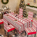 Miniatyrbillede 5 af 5: 3 sæt Juledug Stolsbetræk Stolsbetræk Stolsbetræk til Køkken Spisestue Julehjem Decor