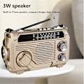 Pikkukuva 4 / 5: FM AM SW Radio Aurinkolatauksella Toimiva Hätäradiovastaanotin Käsikammen Bluetooth 5.2 Tuki TF USB Raidalle