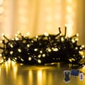 LED String Lights 100 Warm White Lights for Outdoor Decoration Solar Powered Automatic On/Off Dimmable String Lights with Remote Control and Timer Waterproof