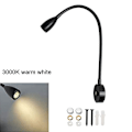 Miniatyrbillede 1 af 5: Sort Sølv DC12V 24V 3W Campingvogn Båd LED Læselampe med USB-ladeport, Svanehals Touch Dæmpbar Yacht Lastbil Kortlampe [DB]— black  3000K