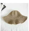 Miniatyrbild 3 av 4: Solhattar för Kvinnor Vikbara Bredbrättade Halm Solhatt Sommar Strandhatt för Kvinnor Flickor, En Storlek