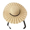 Wide Brim Straw Hat with Wavy Pattern Band for Outdoor Sun Protection Beach