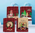 4 stilar, 12 stycken, julklappspåsar i kraftpapper, förpackningspåsar, presentpåsar, shoppingpåsar