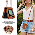 Miniatyrbillede 3 af 5: Z Flip 5 Wallet Case, Crossbody Lynlås Læder Etui til Samsung Galaxy Z Flip 5 med Kortpladser Green