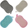 Reusable Microfiber Antibacterial Washable Dish Sponges Scouring Pads Dual Sponge for Non-Stick Pans Pots (4pcs Sponges)