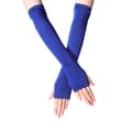 Simple, fingerless mittens with long cuffs - blue [30cm] one size