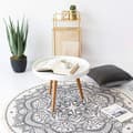 Miniatyrbilde 7 av 7: Vintage Rundt Teppe 90cm Bomull Rundt Vaskbart Mandala Teppe