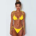 Push-up Bikini Sæt med Bånd | Gul Dame Badedragt