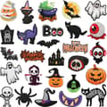27 deler - Strykemerker - Kleslapper - Halloween-tema lapp - Halloweenbroderi - strykelapper - broderte kleslapper