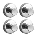 Heavy Duty Suction Cup Wreath Hanger for Glass Doors, Mirrors, Holds 6.8 kg, Silver 4-Pack [DB] Silver Silver