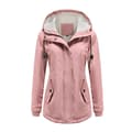 Varm vinterjacka för kvinnor med sherpafoder, tung parka med huva, rosa Pink L Pink L