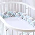 Babysängsskydd 4 Fläta Babykudde Orm Flätad Kantstopp Sammet #1