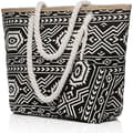 Large beach bag with zipper, waterproof swim bag, black