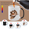 Miniatyrbilde 4 av 6: Varmefølsom Kopp, Morsom Katt Varmefølsom Keramisk Kaffekopp, 33 cl Fargeskiftende Kaffekrus, Søt Julegavekrus